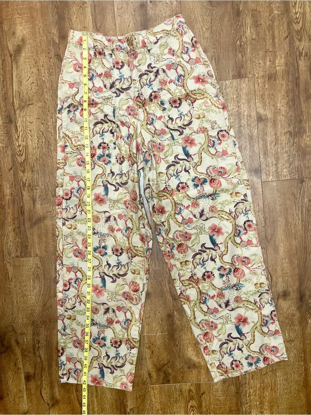 Banana Republic Cream Floral Wide Leg Pants